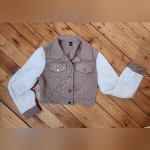 Tan and White Cropped Jacket